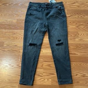 NWT Miss Poured in Blue Black Distressed w/ Holes High Waist Ankle Jeans Size 14